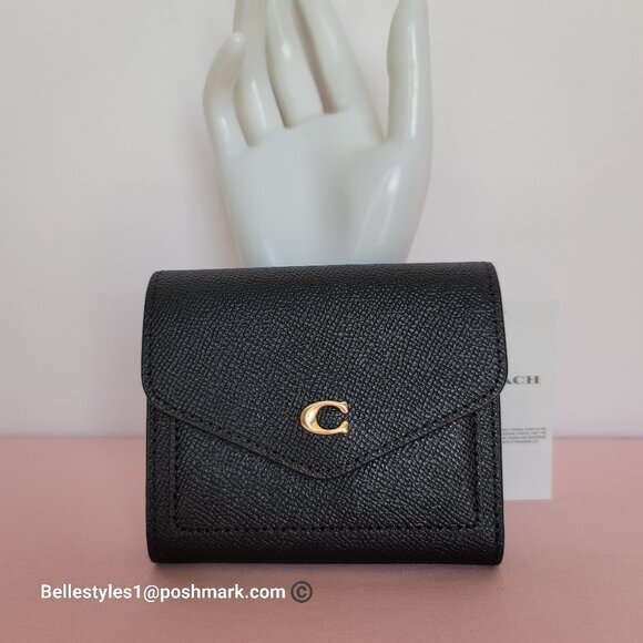 COACH Wyn Crossgrain Leather Small Leather Wallet- Black color - Picture 6 of 16
